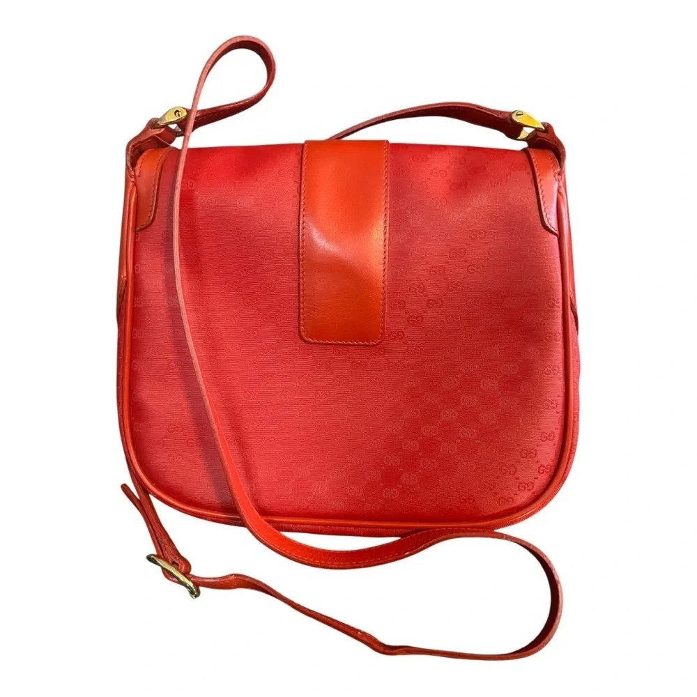 Vintage Gucci Red Leather Micro GG Shoulder Bag - Picture 7 of 11